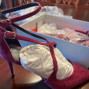 New in Box Sole Society Burgundy, Suede Double Strappy Heels